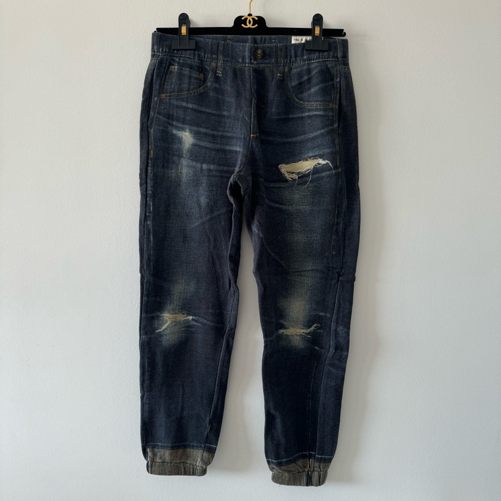 rag & bone Blue Distressed Denim Joggers